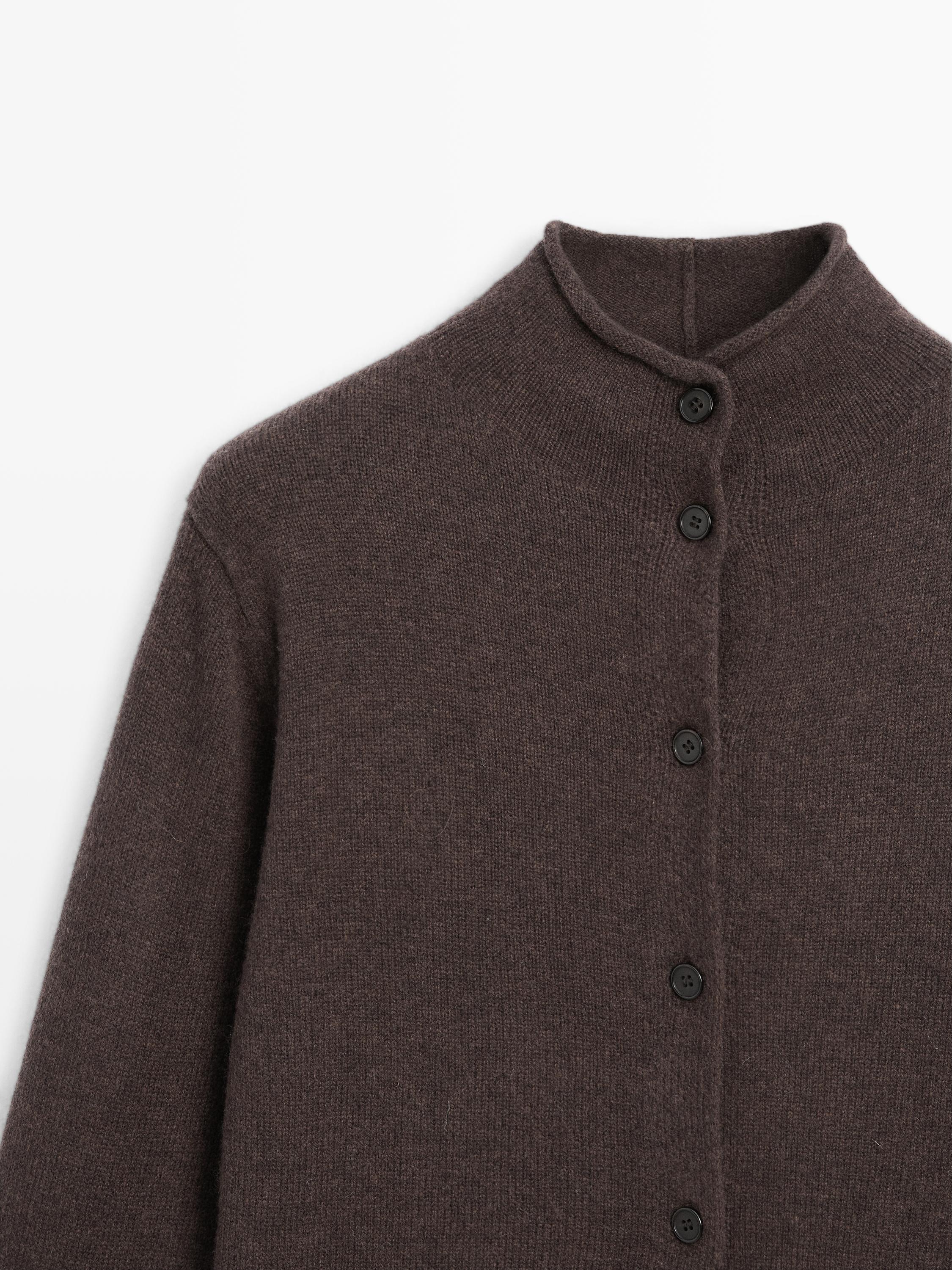 Cardigan à col montant en laine